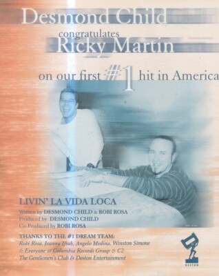 HFBK80 BILD/ANZEIGE 13X11 DESMONDKIND GRATULIERT RICKY MARTIN