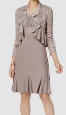  129 R M Richards Women's Brown Sequin Lace Ruffle Jacket Size 14 NO DRESS 
