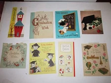 LOT OF VINTAGE GRADUATION GREETING CARDS - ASSORTED & USED - TUB BP