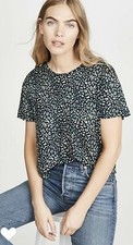 Current/Elliott Clary Tee Half Moon Size 2 Medium Hunter Green Leopard Print