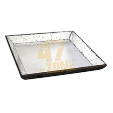 Waverly Mirrored Square Tray Large Black Indoor Outdoor Tabletop Home Decor