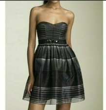 BCBGMAXAZRIA XS Black Strapless Crystals Holiday Special Occasion Mini Dress EUC