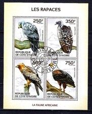 Animaux Oiseaux Rapaces Côte d' Ivoire 2014 (122) Yvert n° 1310 à 1313 oblitérés
