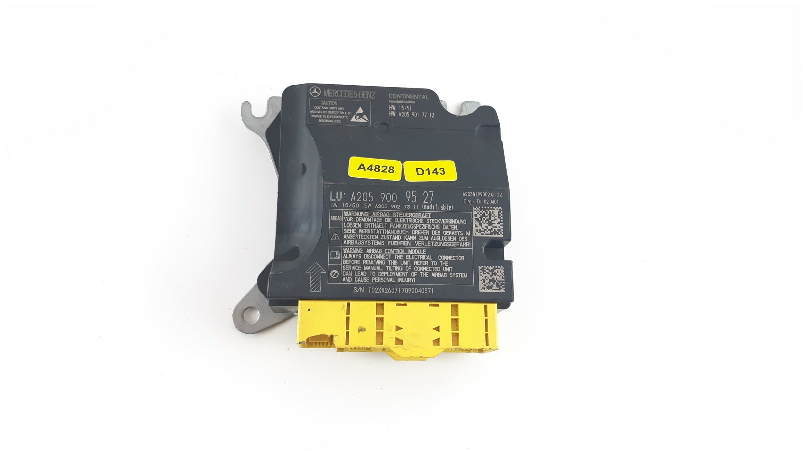 MERCEDES-BENZ C-CLASS SRS AIRBAG CONTROL MODULE A2059009527 