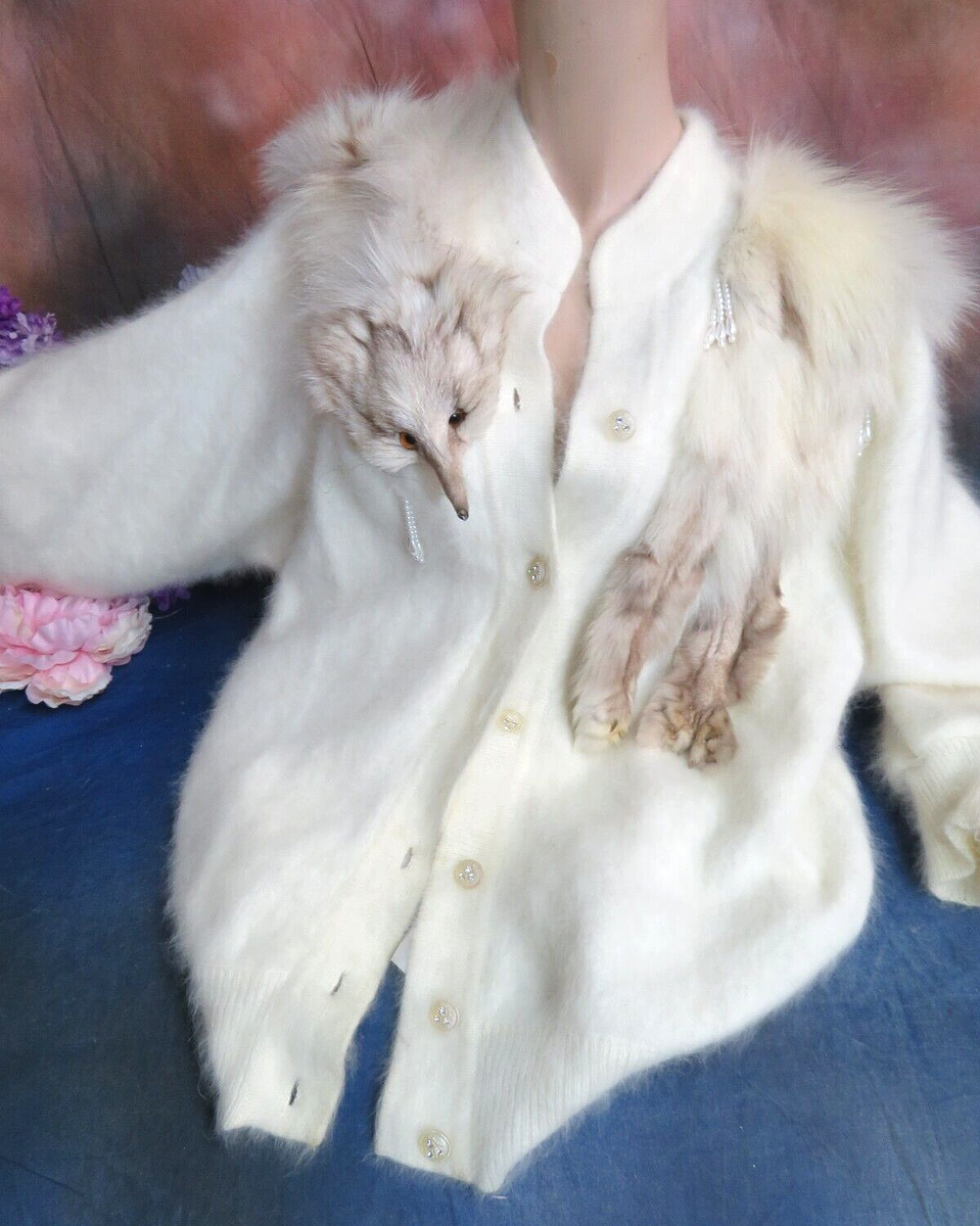 Sweater Jacket Angora and Fox Fur cocoon Batwing Art Deco Sweater Jacket Angora and Fox Fur cocoon Batwing Art Deco