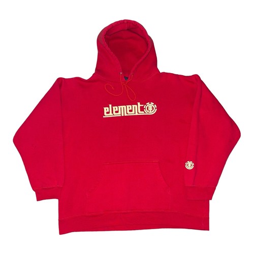 Vintage 90s Y2k Element Skate Hoodie Red Mens Size Large Pullover Spellout Logo - Picture 3 of 14