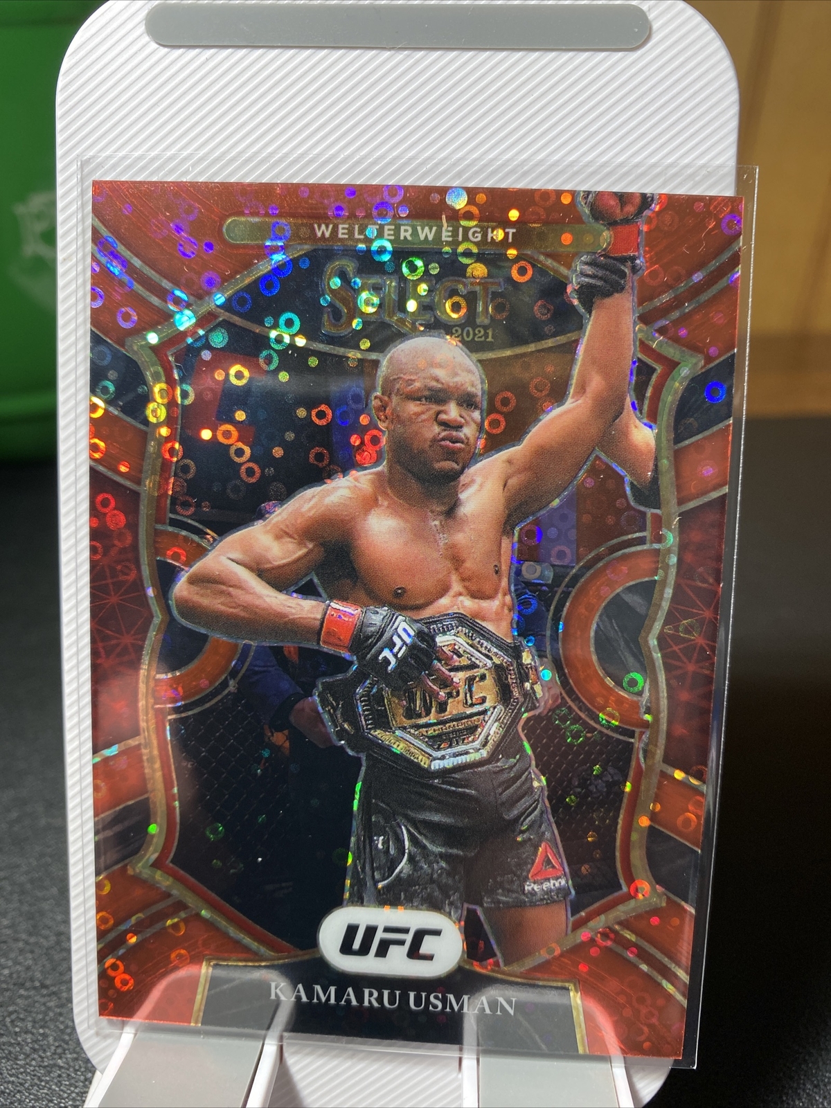 2021 Panini Select UFC Kamaru Usman Octagonside #7 Red Disco 109/199