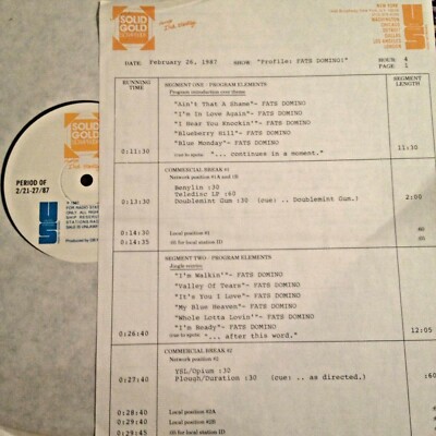2/26/87 SOLID GOLD SCRAPBOOK FATS DOMINO TRIBUTE w/20 GREAT FATS DOMINO HITS