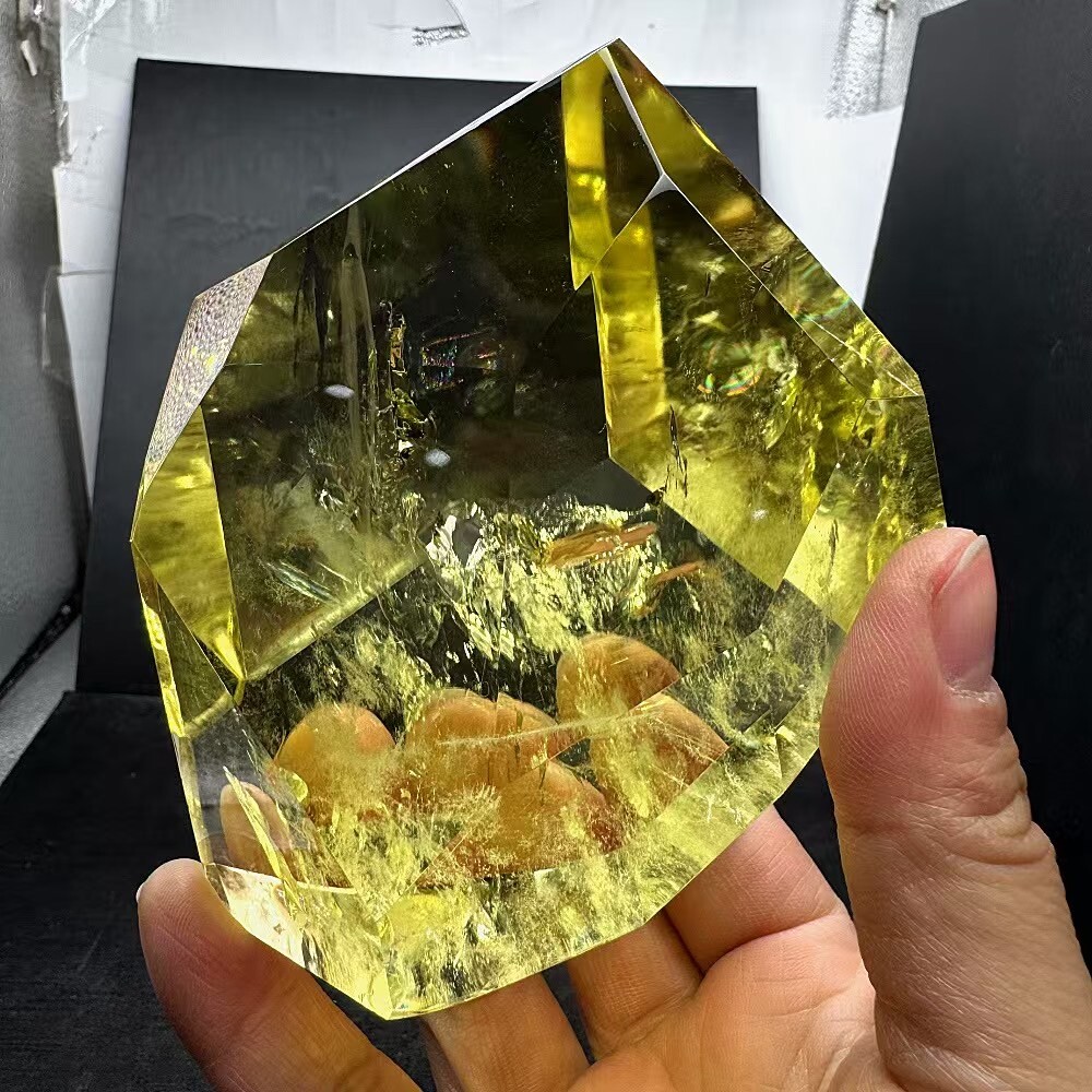 Rare Natural Citrine Quartz Blue Needle Polishing Rough crystal Healing 520g