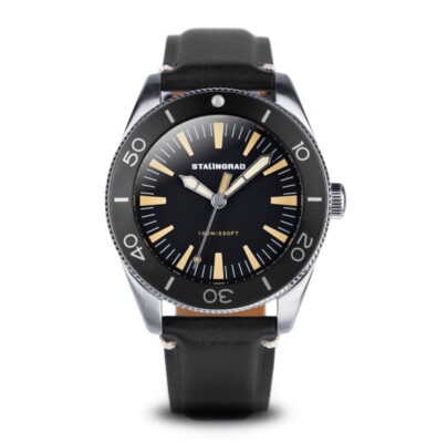 Stalingrad Iron Will Quartz Hybrid Mechanical Steel Leather Diver Men's Watch