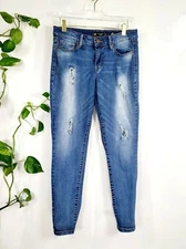 Kim Kardashian Jeans Womens Size 8 Denim Ankle Curvy Skinny Blue Distressed Slim