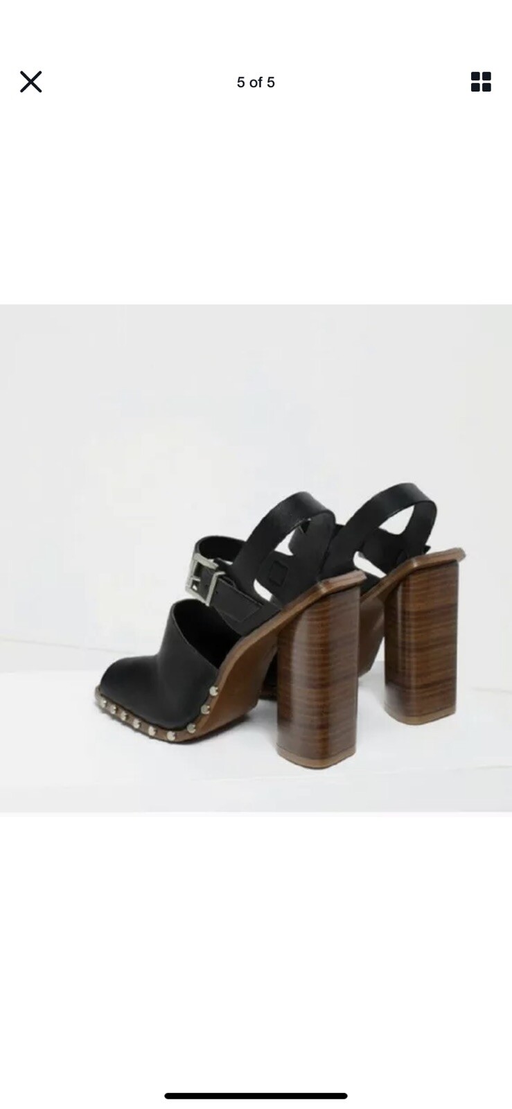 RARE Zara Leather Block Heel Sandals With Studs UK 6 image 3