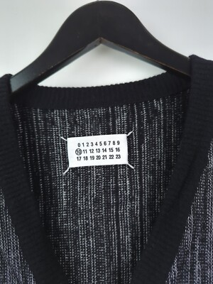 MAISON MARGIELA Men's Sz M Black White Stripe Cardigan LINE