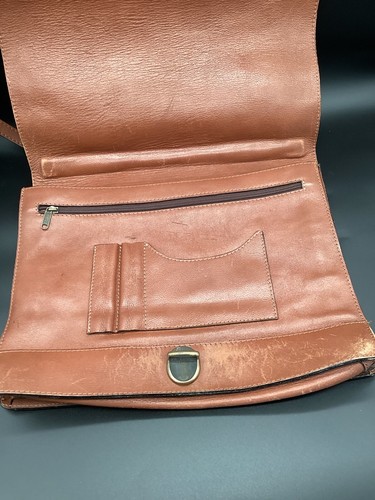 Vintage Tan Real Leather Italian Briefcase Satchel, Document Carrier Lap Top Bag - Picture 4 of 6