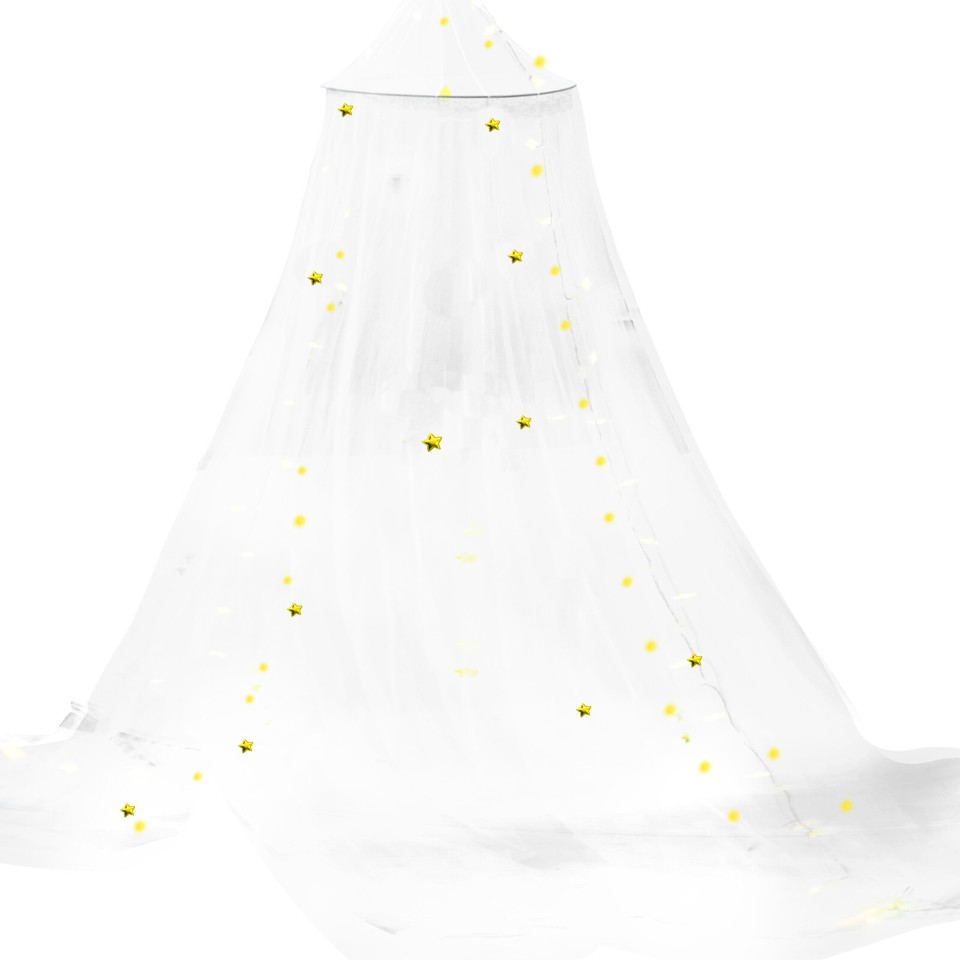 Princess Bed Canopy with Lights for Kids Round Dome Bed Curtain Canopy