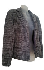 Jaclyn Smith Jacket Womens Size 8 Grey Check Lightweight Acrylic Boucle Blazer