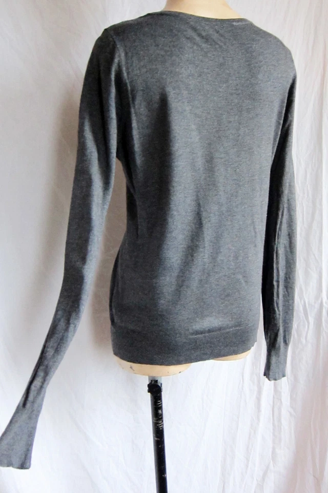 C&A Gris Oscuro Viscosa Cárdigan Talla UK 12/14 ,M, 68.6cm Largo Cuello En V 2 - Imagen 2 de 4