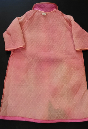 Vtg Bright Pink Quilted Robe Housecoat Size 40 Mid-length 3/4 Sleeve Barbie Pink - Picture 24 of 24
