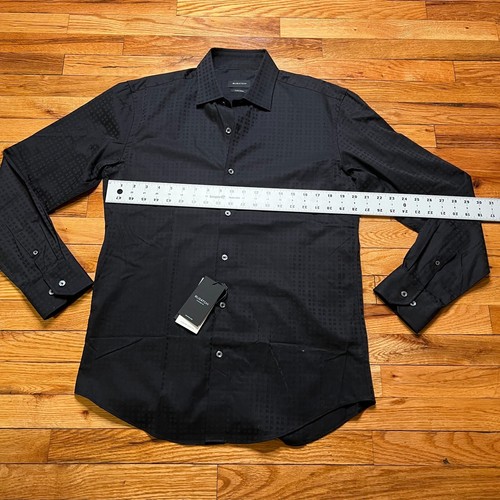 Bugatchi Textured Button Down Shirt Geometric Black NWT $179 Size 15.5x34/35 - Picture 9 of 10