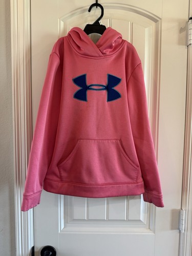 Under Armour girls hoodie size YLG Youth large sweat shirt loose fit Pink