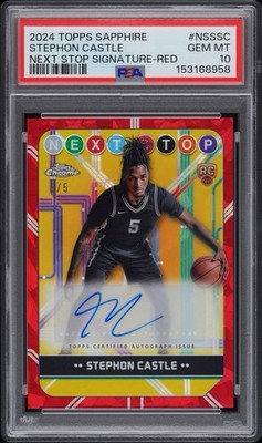 Stephon Castle 2024-25 Topps Chrome Sapphire Next Stop Red RC Auto /5 PSA 10 JRS