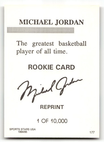 1993-95 Sports Stars USA Michael Jordan #177 Chicago Bulls - Afbeelding 2 van 2
