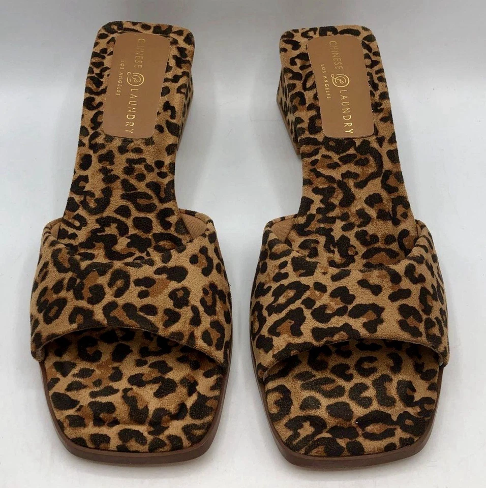 Lavandería China TOTALMENTE NUEVA 🐆Impresión de Leopardo 🐆Slide In Sandalía ✨Liinda Tacón Bloque 8 Foto 2 de 4