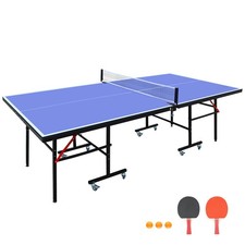 8ft Mid-Size Foldable Portable Ping Pong Table Set with Net 2 Paddles 3 Balls