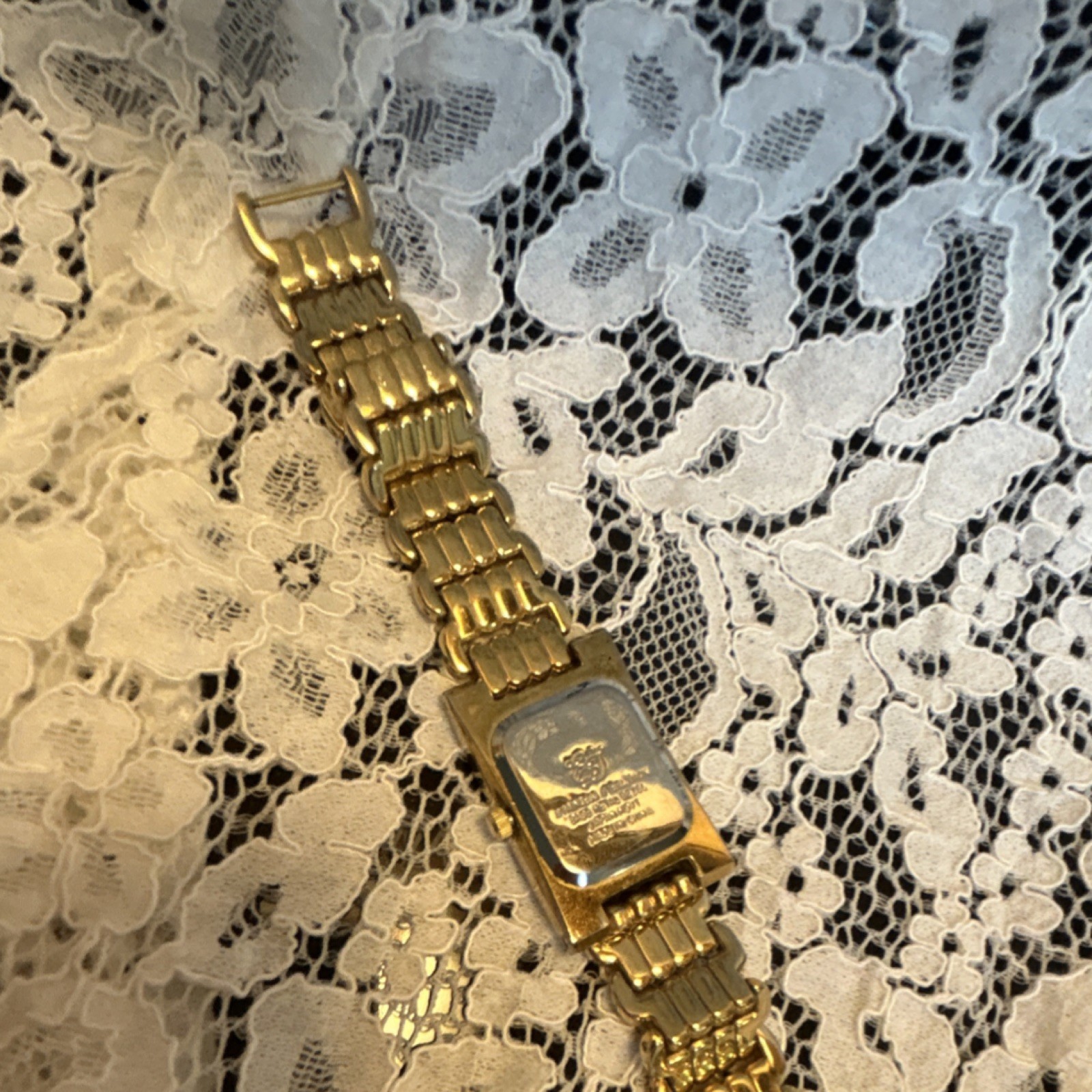 Gold Rectangular Analog Wristwatch Silver Dial Me… - image 4