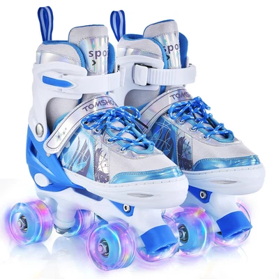 TOMSHOO Adjustable Roller Skates Blades For Girls Boys Toddler ages 6-12 S, M, L