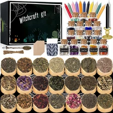 Witchcraft Supplies Kit, 86 PCS Wiccan Supplies and Tools, Include Dried Herbs,