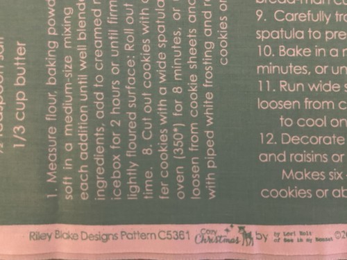 Cozy Christmas By Lori Holt For Riley Blake. One Yard Teal Gingerbread Recipe - Picture 2 of 2