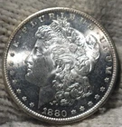 1880-s Morgan Silver Dollar Brilliant Uncirculated Cameo With Slight Mirrors