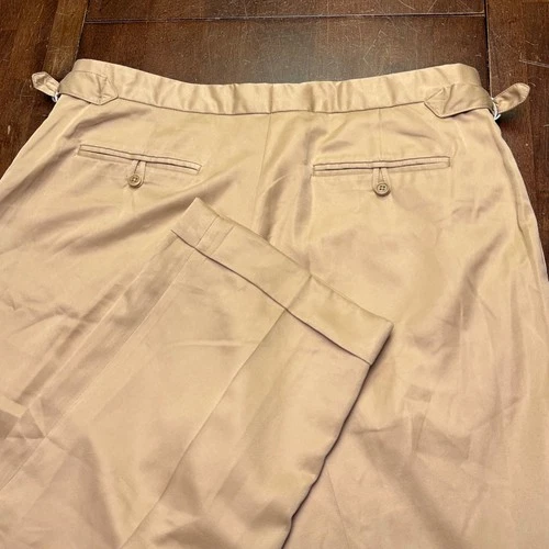 Vtg Polo Ralph Lauren Pants Mens 36x30 Tan Side Adjuster Pleated Cuffed Trousers - product listing photo