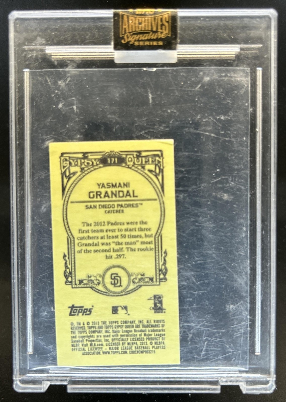 2021 Topps Archives Buyback Gypsy Queen Yasmani Grandal Mini Auto Autograph #1/1 view 2