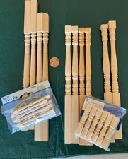 Dollhouse miniature porch posts and balusters lot 1:12 scale, building supplies.