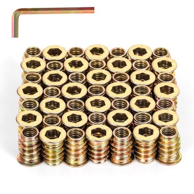 3/8''-16 x 20mm Threaded Inserts for Wood, Hex Drive Wood Nut Inserts, Excepti...