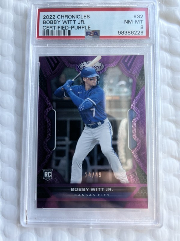 2022 Chronicles Certified Purple #32 Bobby Witt Jr RC rookie PSA 8 /49