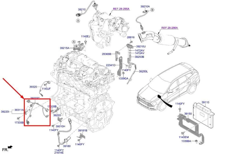 2023 Kia Sportage Hybrid EX 1.6L Engine Extension Wire Harness 39412-2M601 OEM - Image 2 of 4