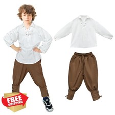 Prebene Boys Medieval Pirate Costume Shirt and Ankle Pants Kids Renaissance V...
