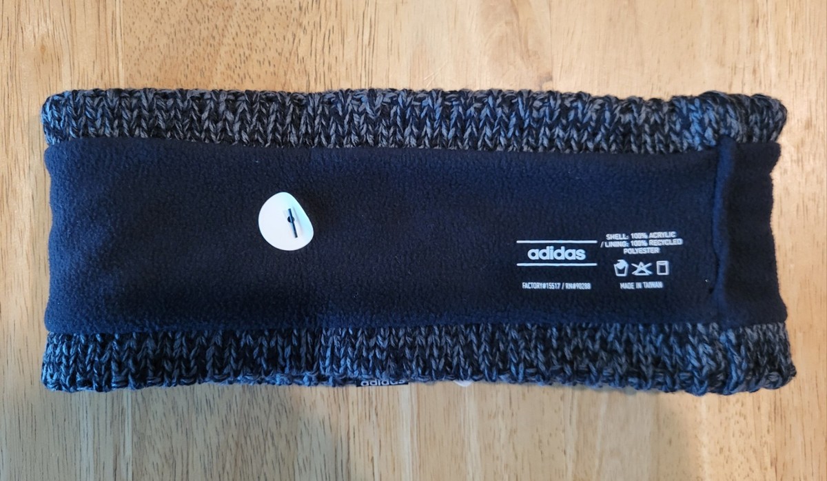 Adidas Womans Crestline Headband Black And Gray Fleece Lined NWT New With Tags View 3