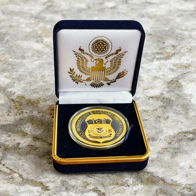 ICE Immigration and Customs Enforcement Challenge Coin in Blue Velvet Case ·NEW·