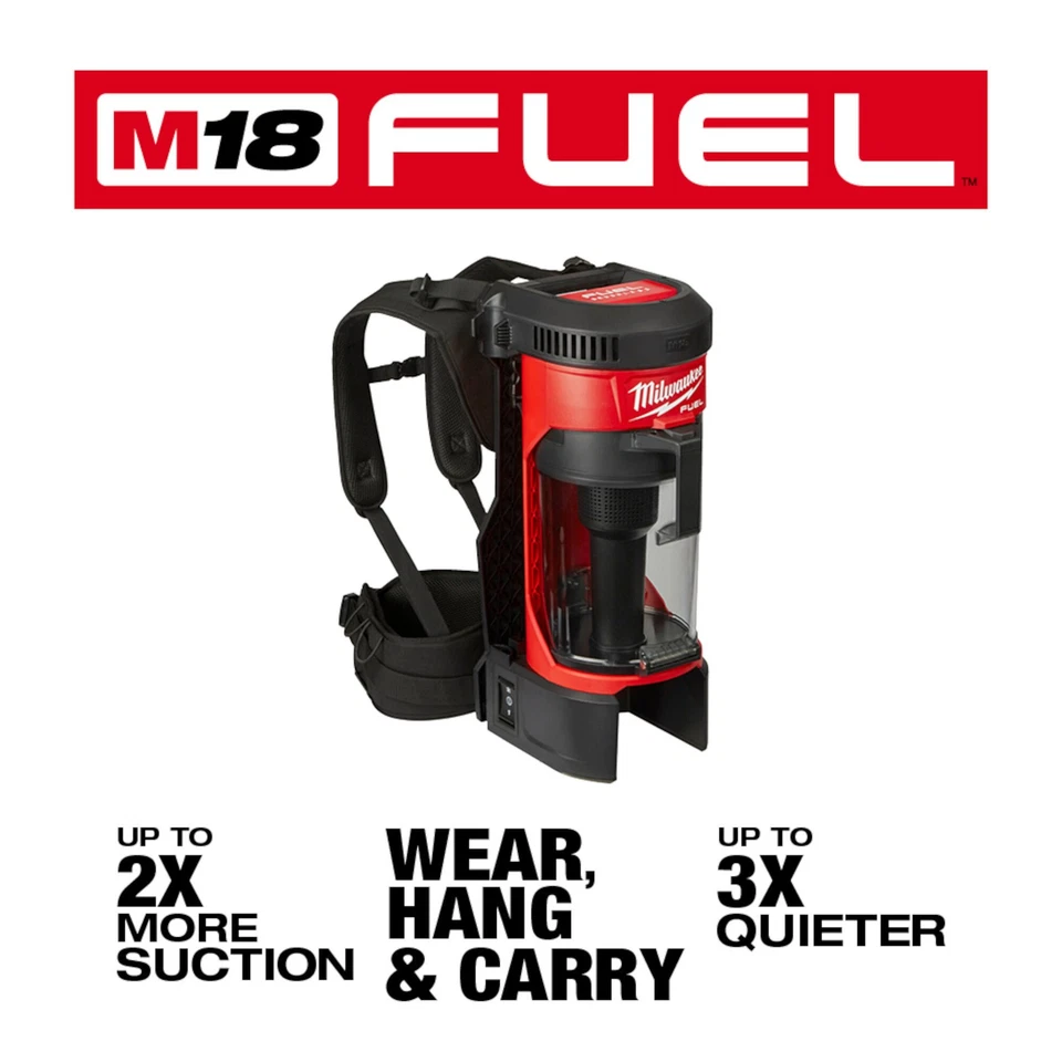 Milwaukee M18 FUEL 3-in-1 Backpack Vacuum, Tool Only, Model# 0885-20 - Image 3 of 4