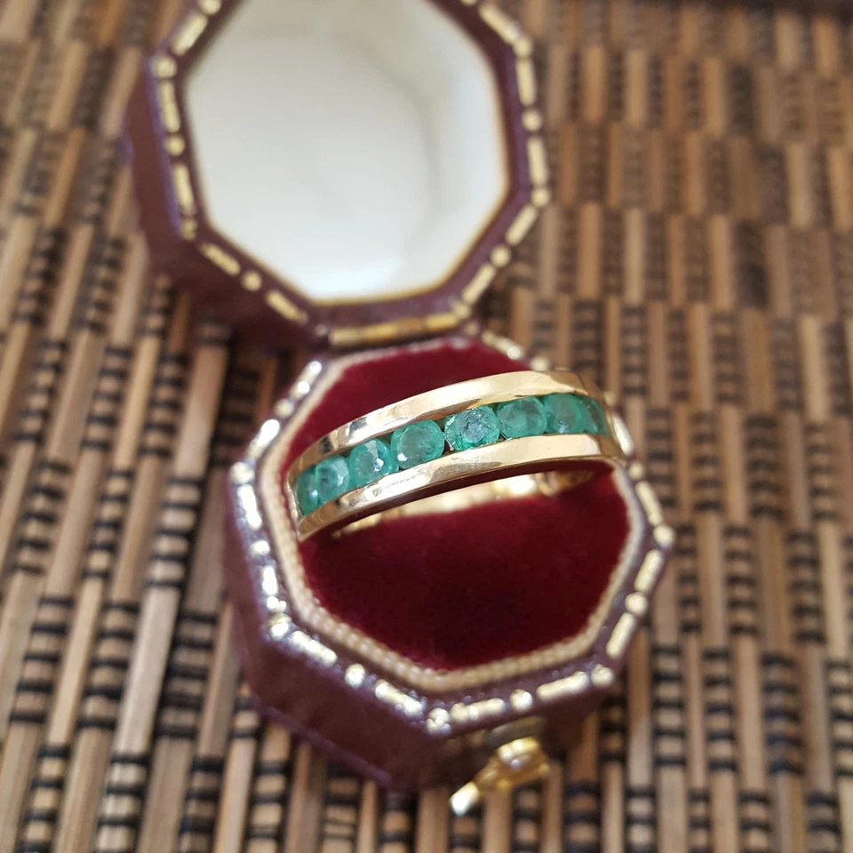 Anillo de Plata de Ley 925, Anillo Esmeralda Colombiana, 1.41ct, Talla L.5 US 6, Oro Foto 2 de 4