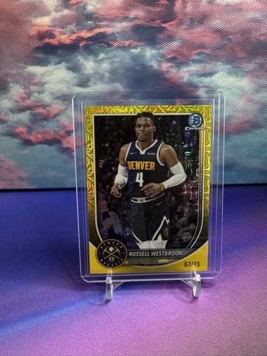 2025-26 Topps Bowman Chrome Russell Westbrook Yellow Mojo Gold Refractor SP /75