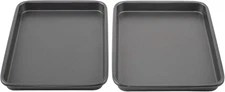 Everyday Set of 2 Nonstick Steel 9" x 6.2" Toaster Oven Mini Baking Sheets, Gray