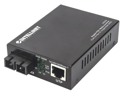Intellinet Gigabit PoE+ Medienkonverter, 1000Base-T RJ45-Port auf 1000Base-LX (S