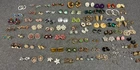 Vintage 79 Pairs Of Clip-on Screw Back Earrings Rhinestone, Costume Jewelry