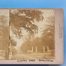 Stereoview Card 3D Real Photo C1880 Rotherham Yorkshire Clifton Park Gates