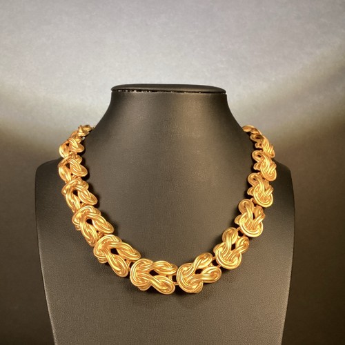 "Collar gargantilla cadena bizantina tono dorado mate ancho ANNE KLEIN de colección 17,5"" firmado" - Imagen 2 de 6